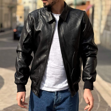 Giacca Bomber di pelle con colletto doubleface - FLAG STORE